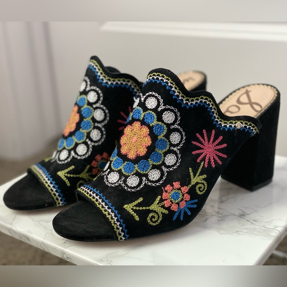 Sam Edelman Embroidered Suede Sandal